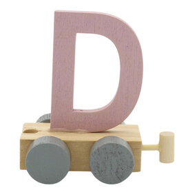 Houten Treinletter D Roze