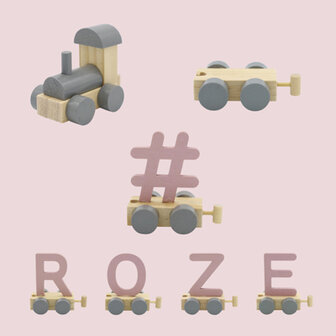 Houten Treinletter X Roze