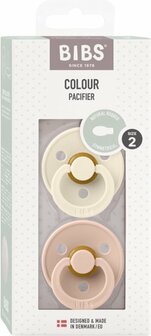 BIBS Fopspeen Symmetrisch Colour latex 2 pack - Ivory/Blush mt2