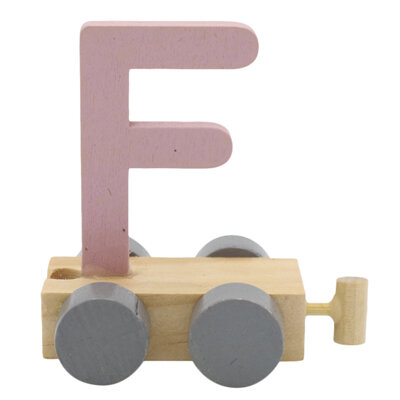 Houten Treinletter F Roze