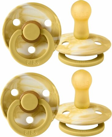 BIBS Fopspeen Colour latex 2 pack - Mustard Ivory/Mustard Ivory