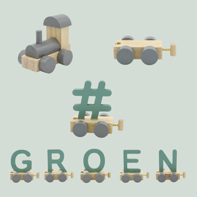 Houten Treinletter Q Groen