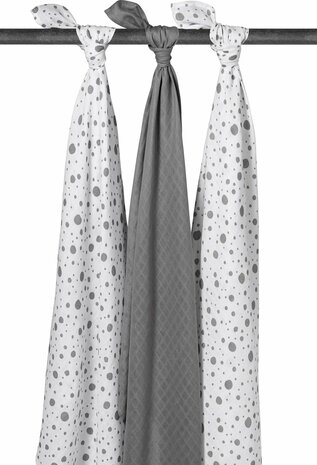 Meyco Swaddle Hydrofiel 3 pack Dots Grey