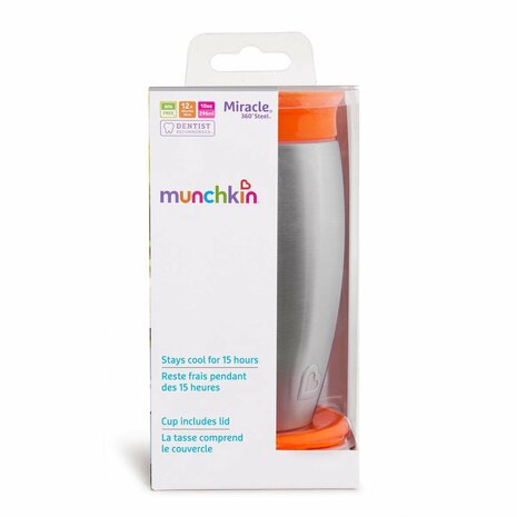 Munchkin Miracle 360 oefenbeker steel oranje