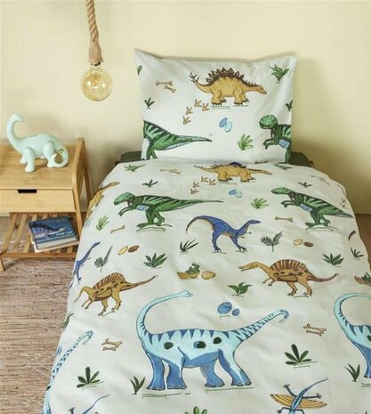 Dekbedovertrek Beddinghouse KIDS Happy Dinos Green 140x200