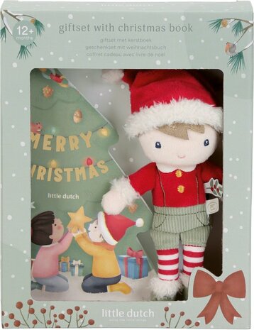 Little Dutch Cadeau-set met Kerstboek en Kerst Jim 18 cm