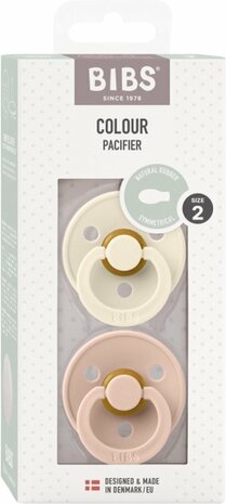 BIBS Fopspeen Symmetrisch Colour latex 2 pack - Ivory/Blush mt2