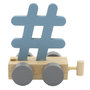 Houten Treinletter Hashtag Blauw